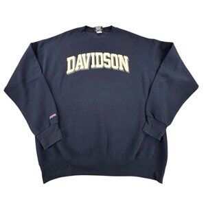Vtg Jansport Davidson College Sweatshirt Navy Blue Crewneck Sz L Made in USA